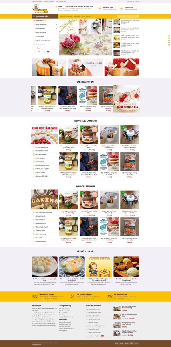 thiết kế web bán nguyên liệu làm bánh